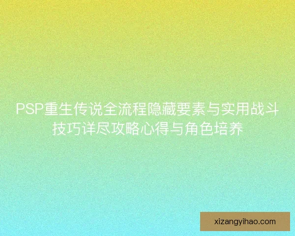 PSP重生传说全流程隐藏要素与实用战斗技巧详尽攻略心得与角色培养