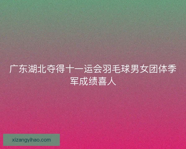 广东湖北夺得十一运会羽毛球男女团体季军成绩喜人