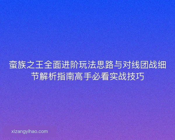 蛮族之王全面进阶玩法思路与对线团战细节解析指南高手必看实战技巧